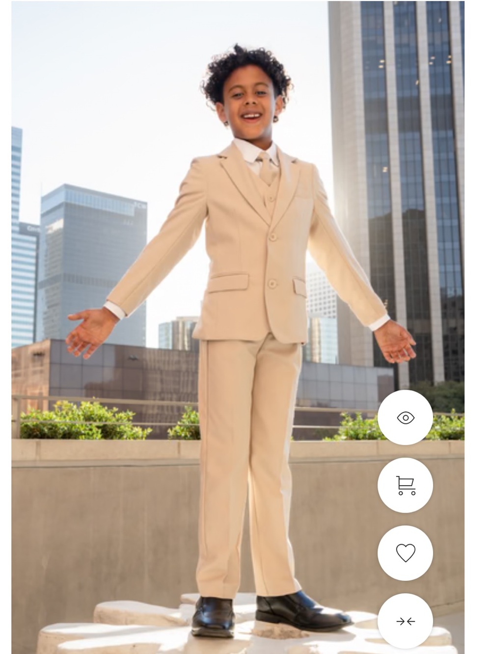 Suit The Boyz Tan Dress Suit with Tie - Size 5